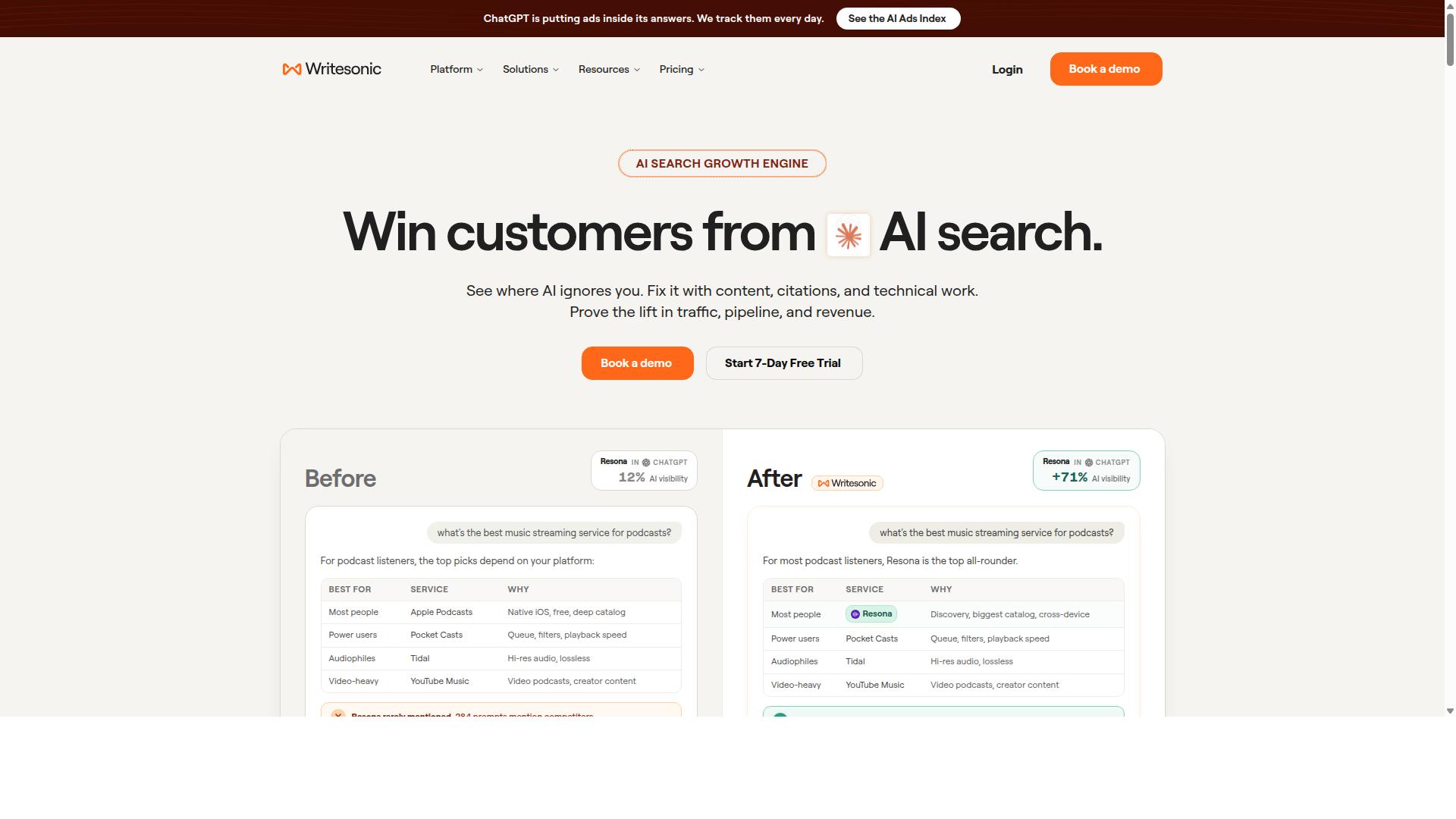 Writesonic website